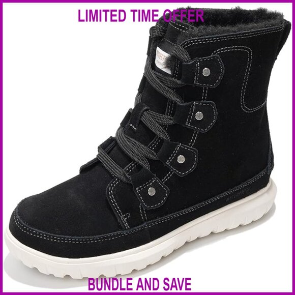 Women's Waterproof Snow Boots with Memory Foam Insoles Non-Slip